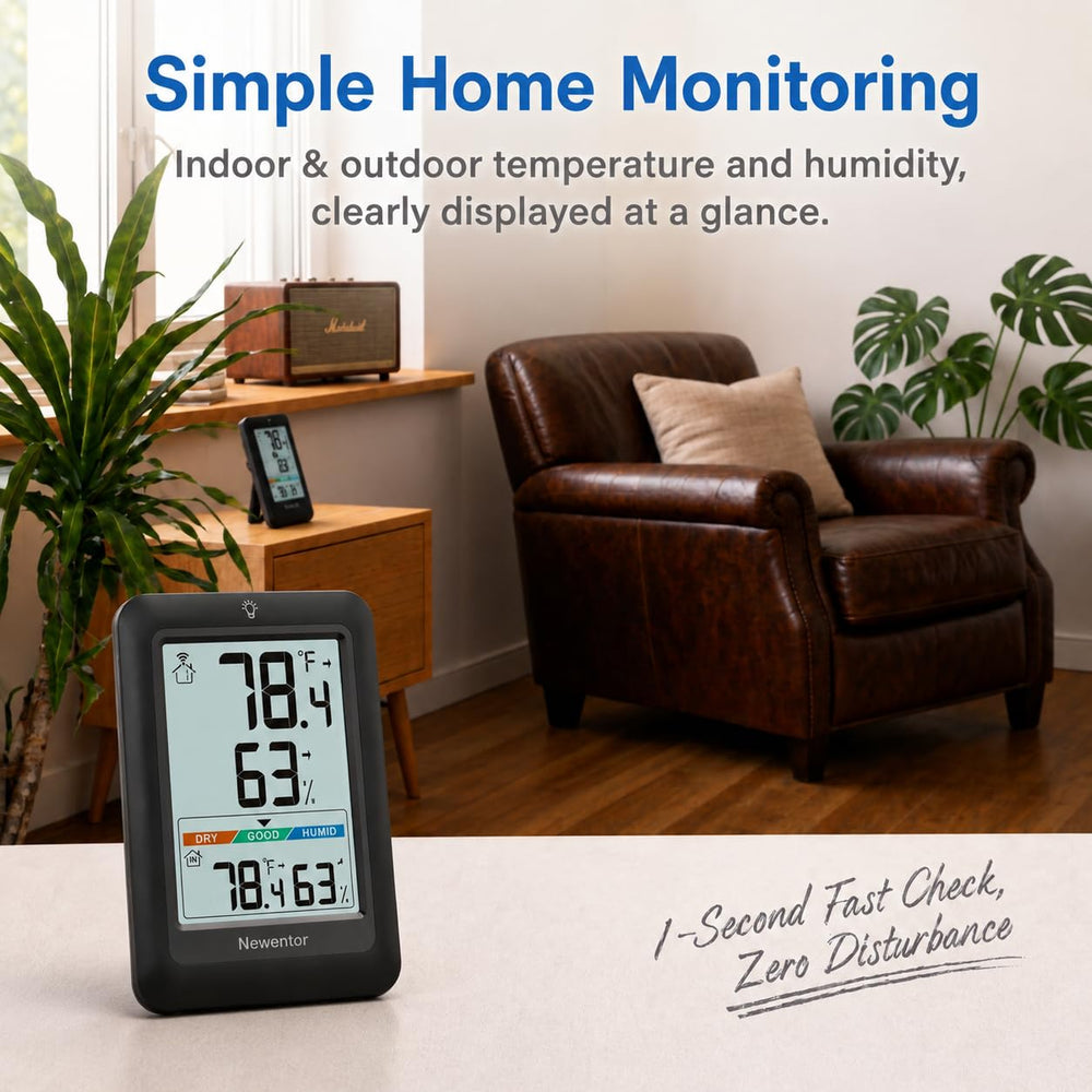 Newentor Indoor Outdoor Thermometer remote sensor included