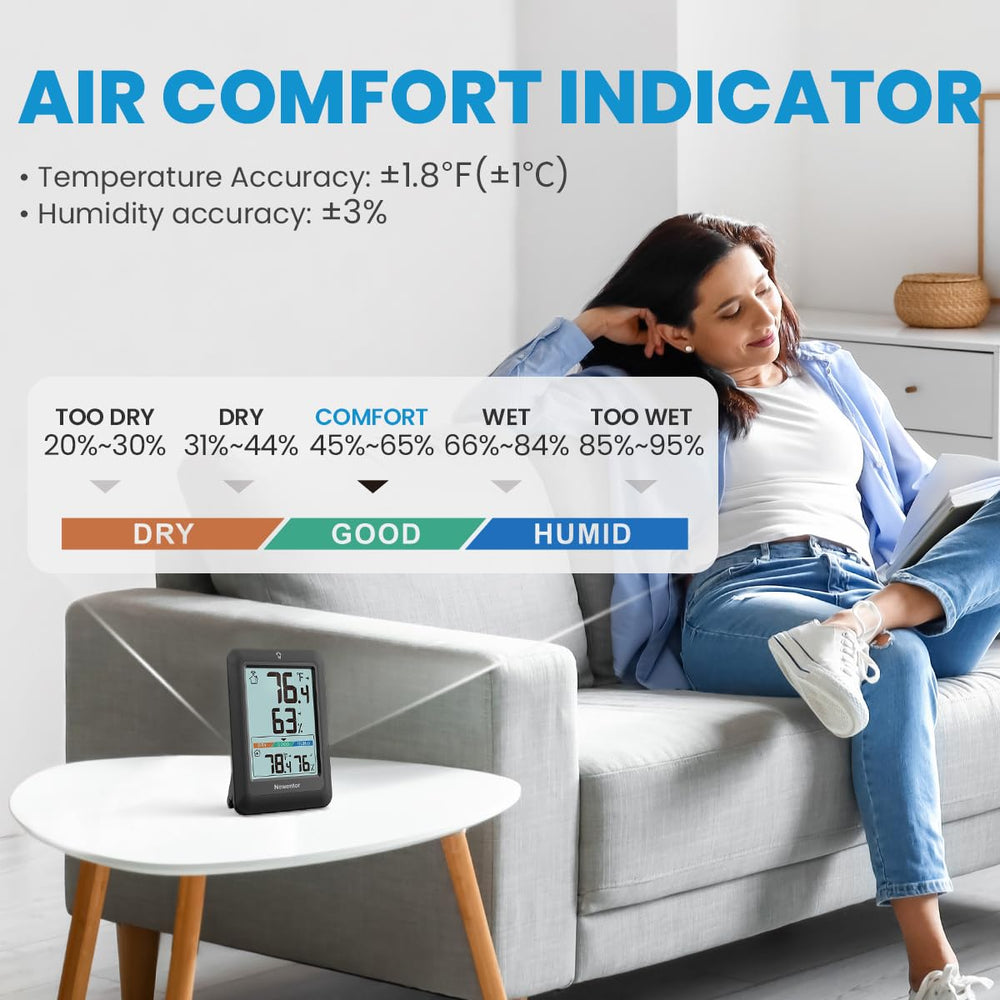 Newentor thermometer displaying humidity levels