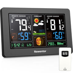 Newentor Wireless Weather Station front view with LCD display
