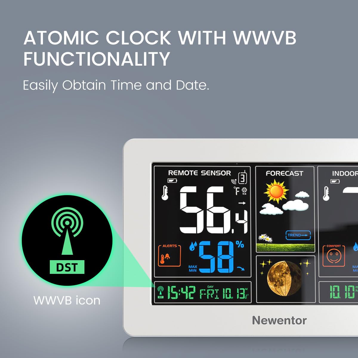 Newentor Wireless Weather Station with remote sensor on table