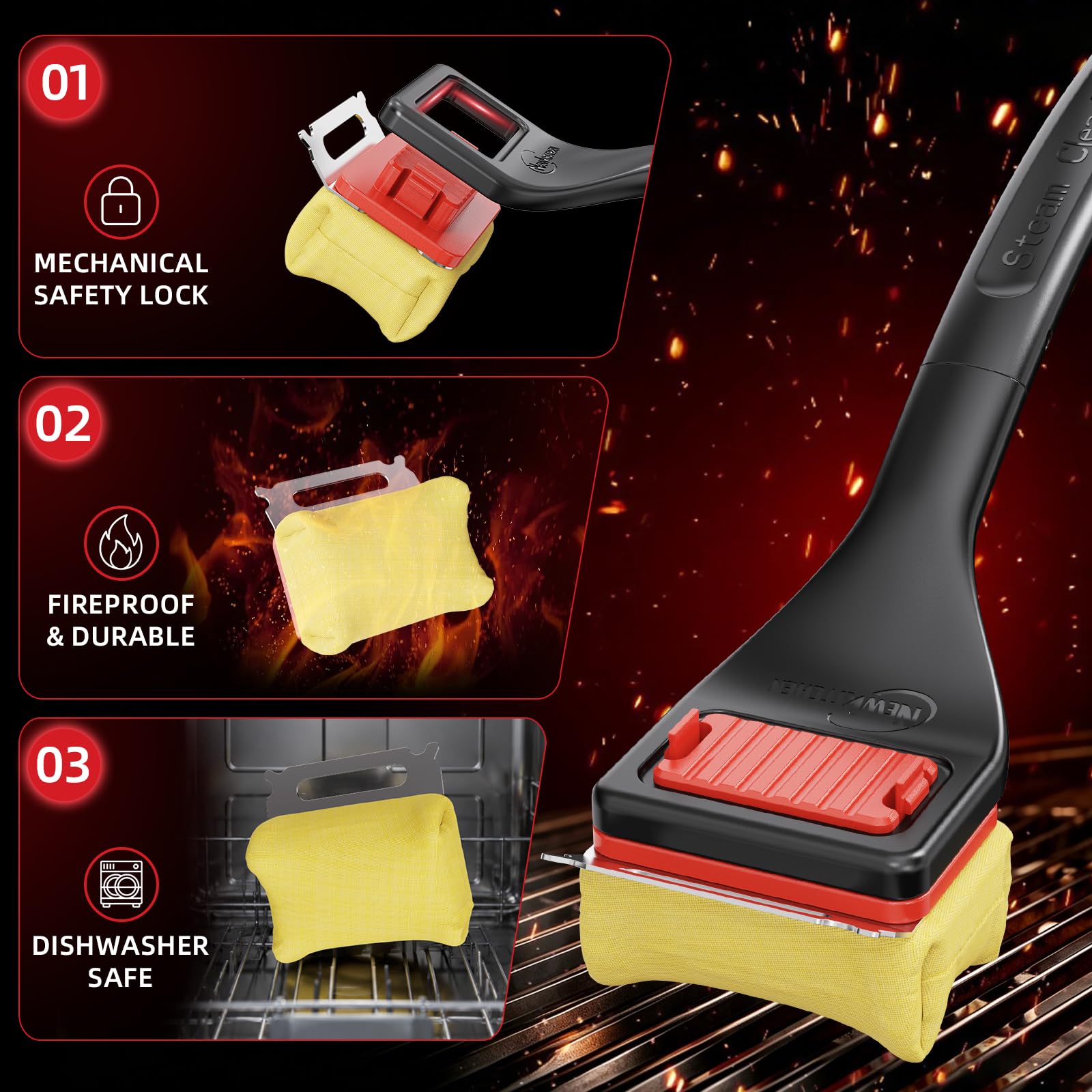 NEWKITCHEN Grill Brush close-up of Kevlar head