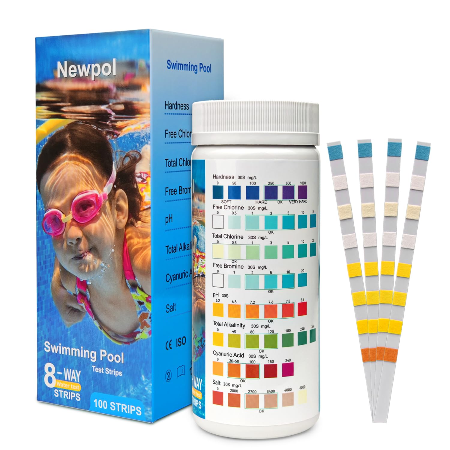 Newpol 8-in-1 Pool Test Strips packaging front view