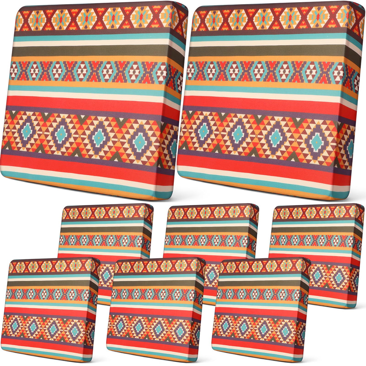 Newwiee 8 Pcs Patio Cushion Covers in Vintage Argyle design front view