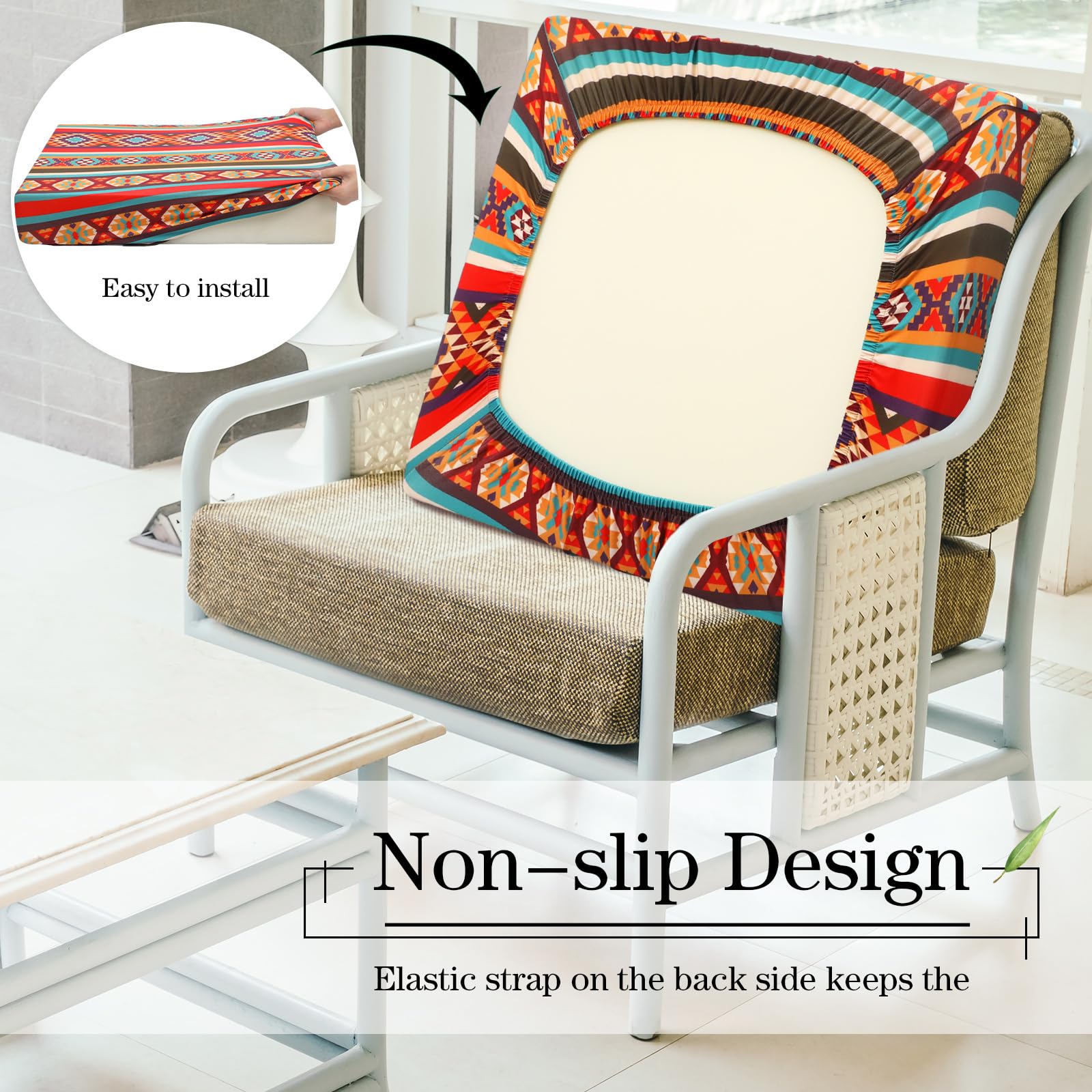 Newwiee cushion covers in use on patio chairs, adding style