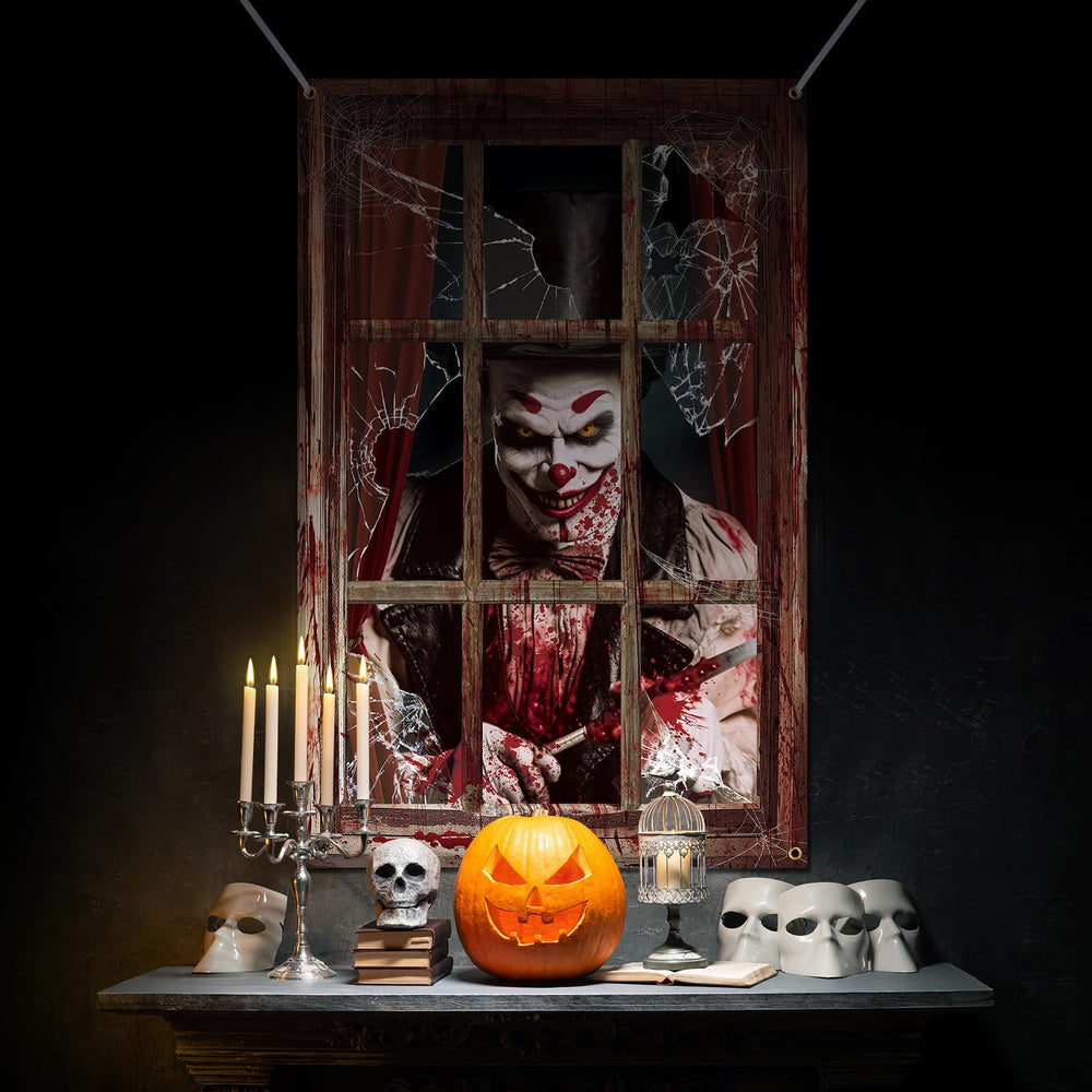 Newwiee Halloween Curtain hanging in a living room setting