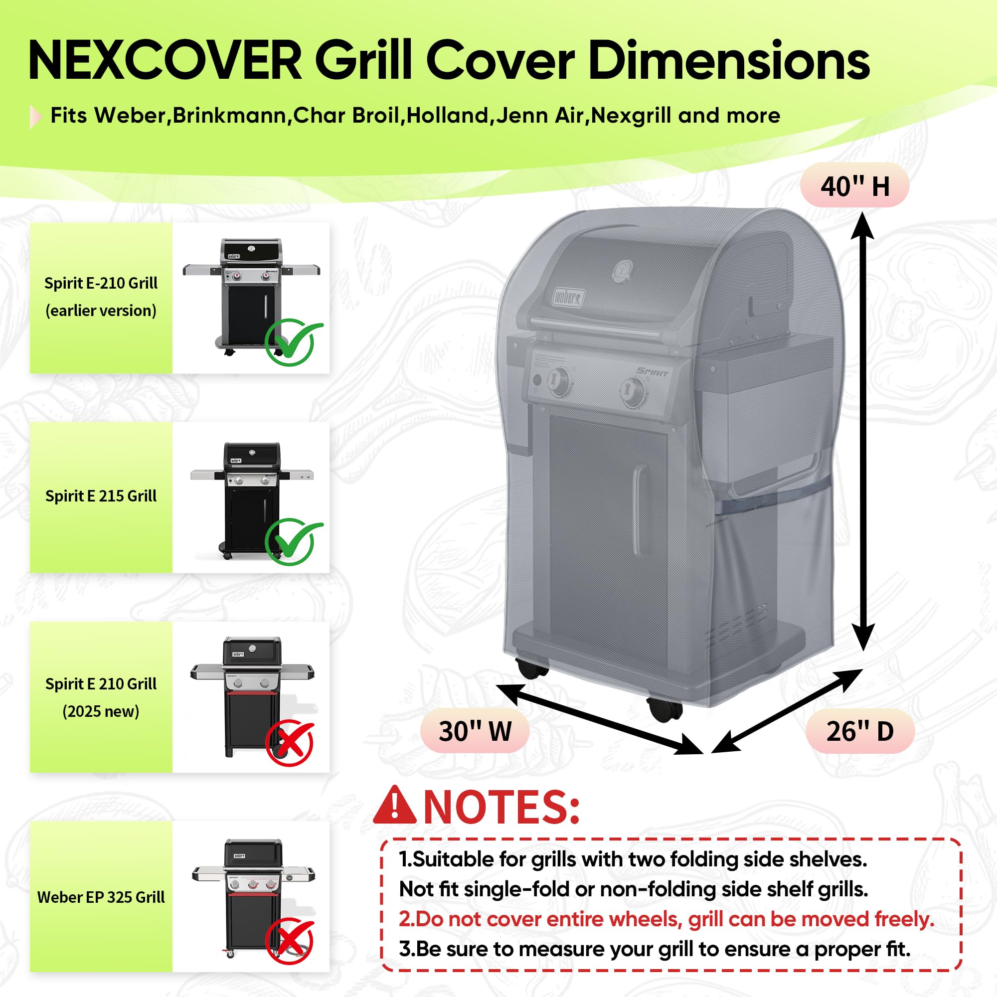 NEXCOVER 30 Inch BBQ Grill Cover showcasing padded handles