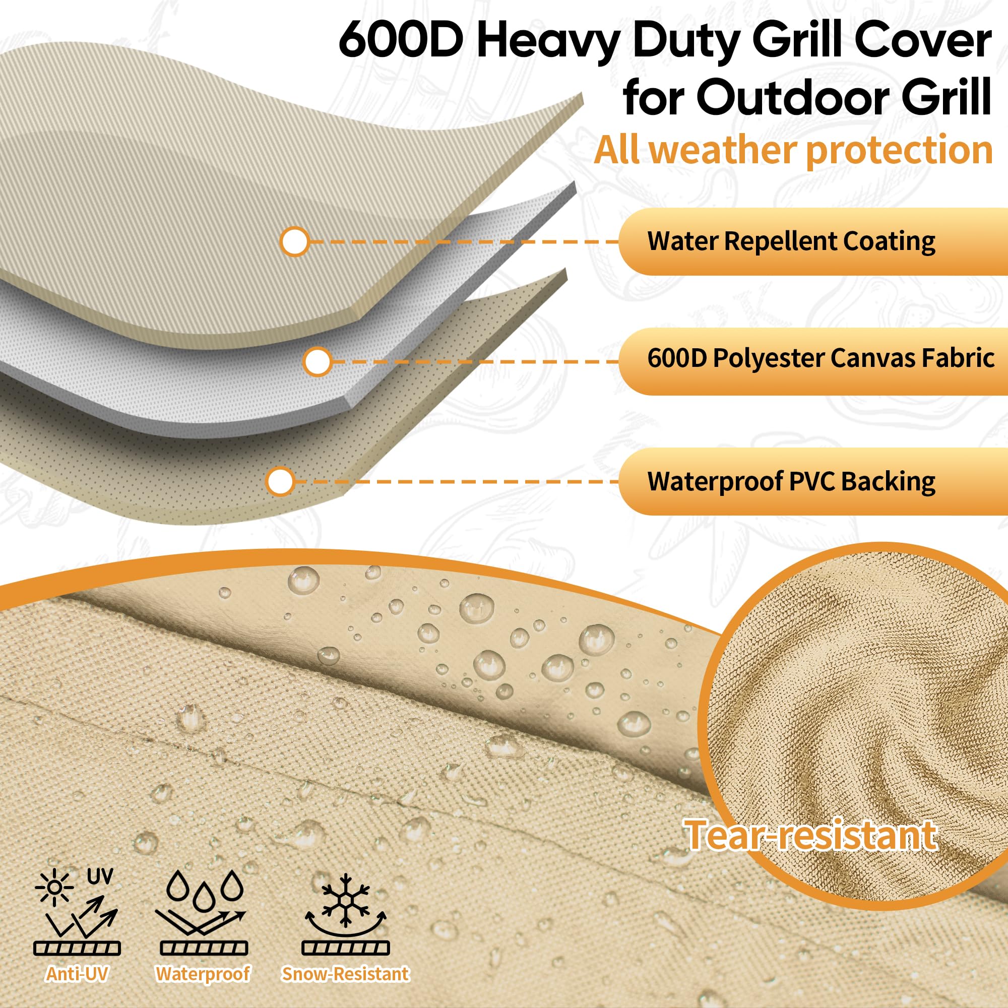 NEXCOVER 30 Inch grill cover side view with handles