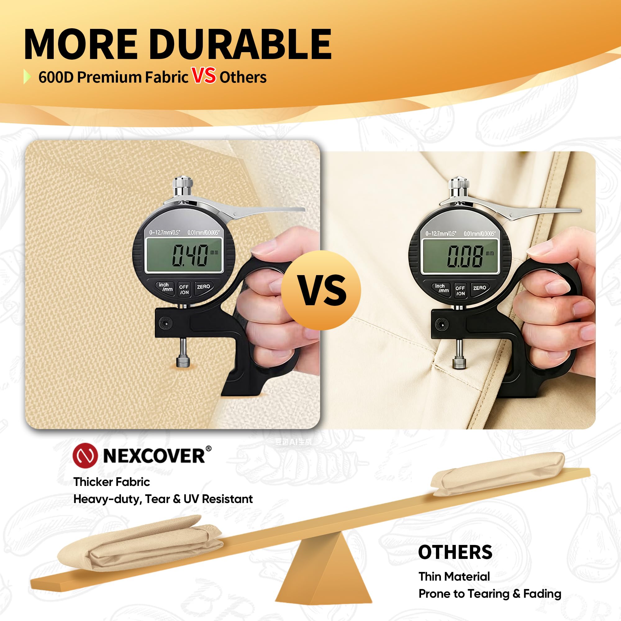 NEXCOVER grill cover dimensions displayed