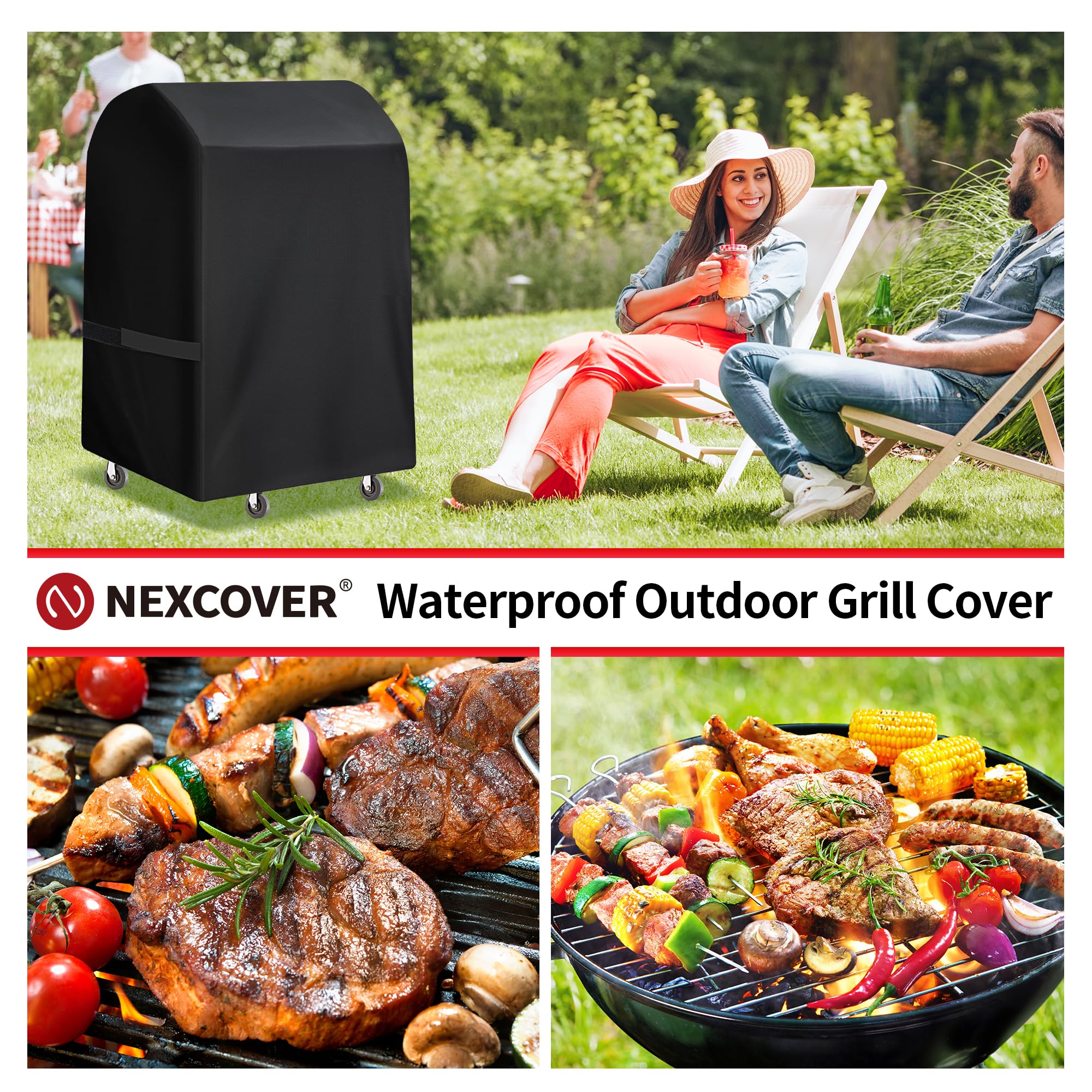 NEXCOVER grill cover showcasing Velcro straps for secure fit