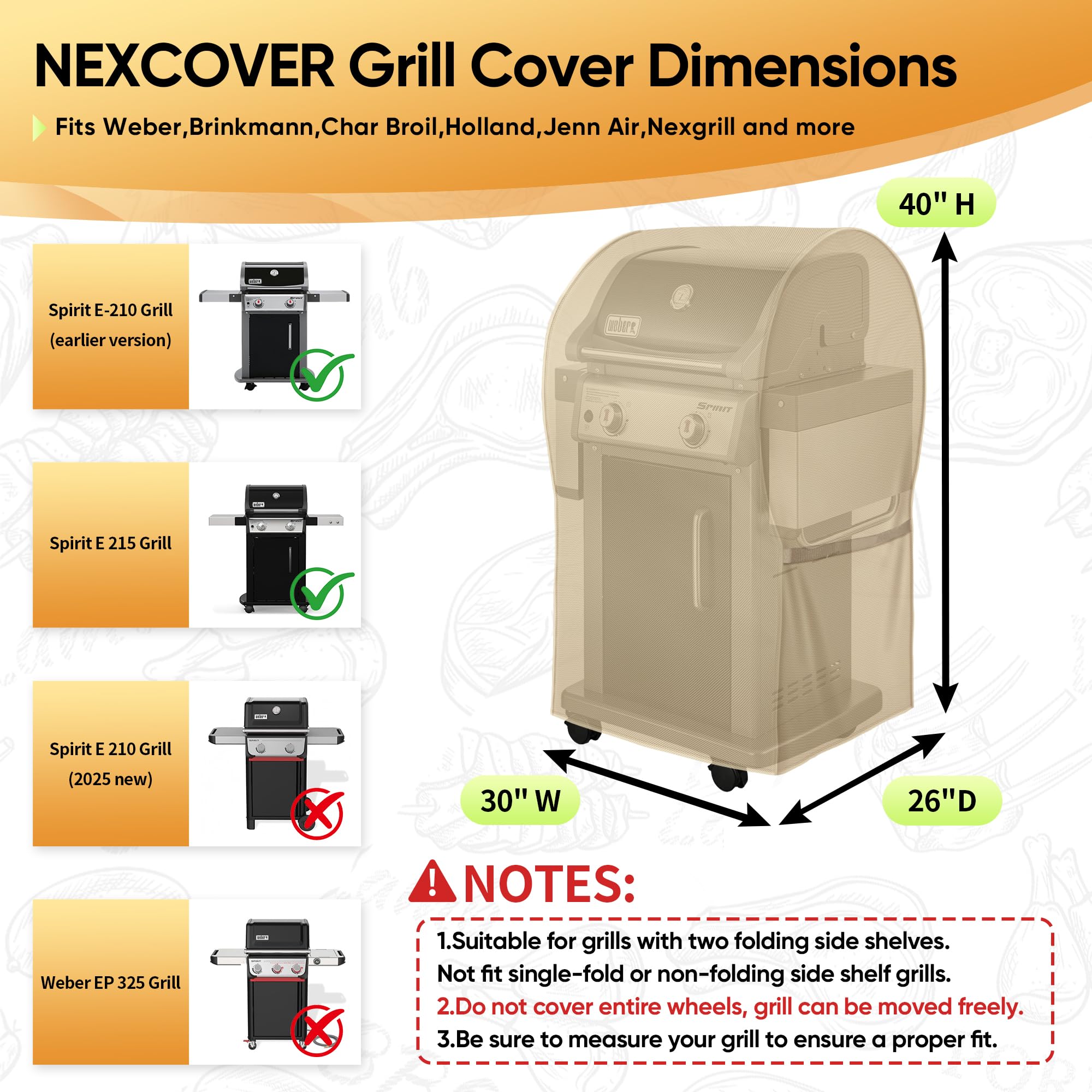 NEXCOVER grill cover showing adjustable velcro straps