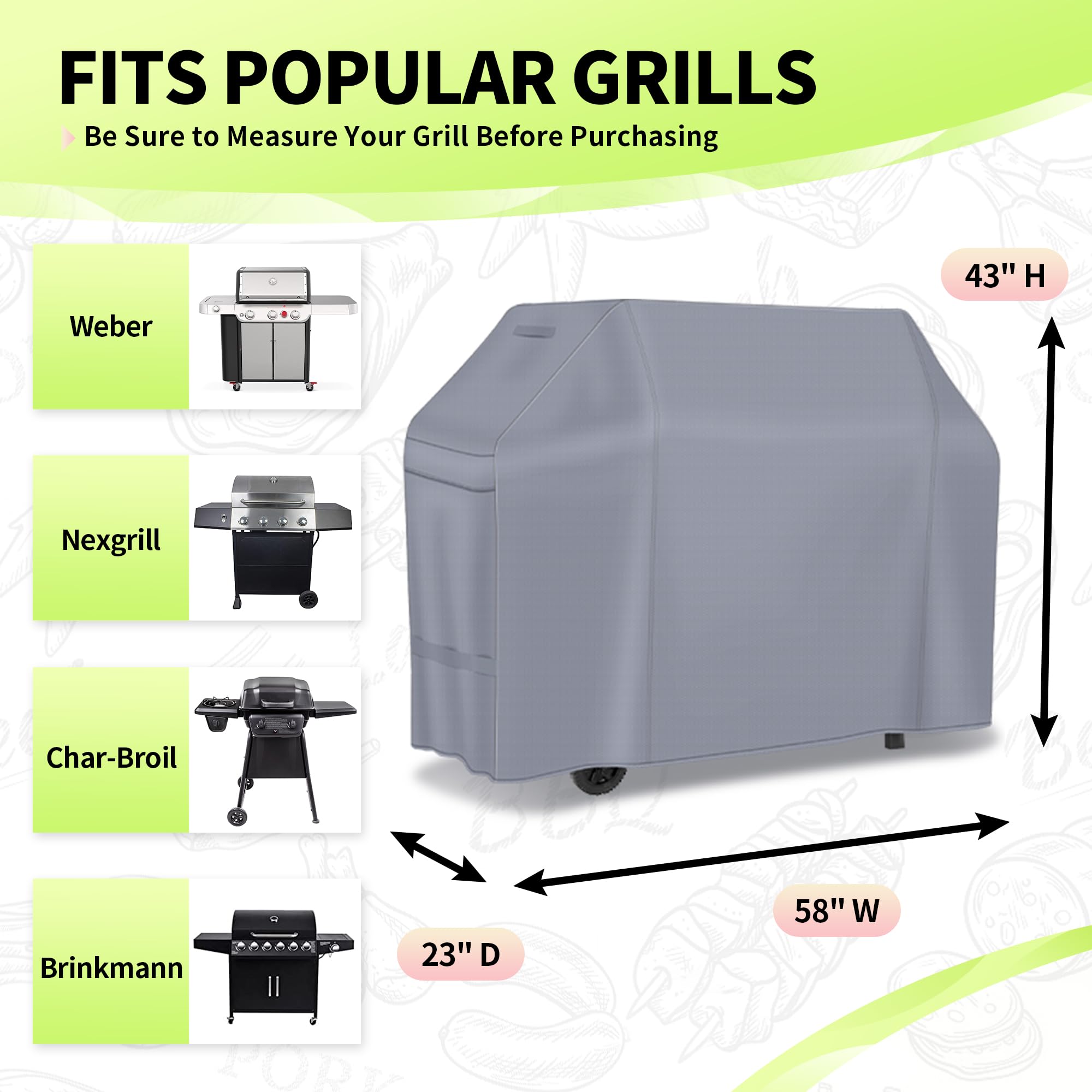 NEXCOVER grill cover showing waterproof fabric and stitching
