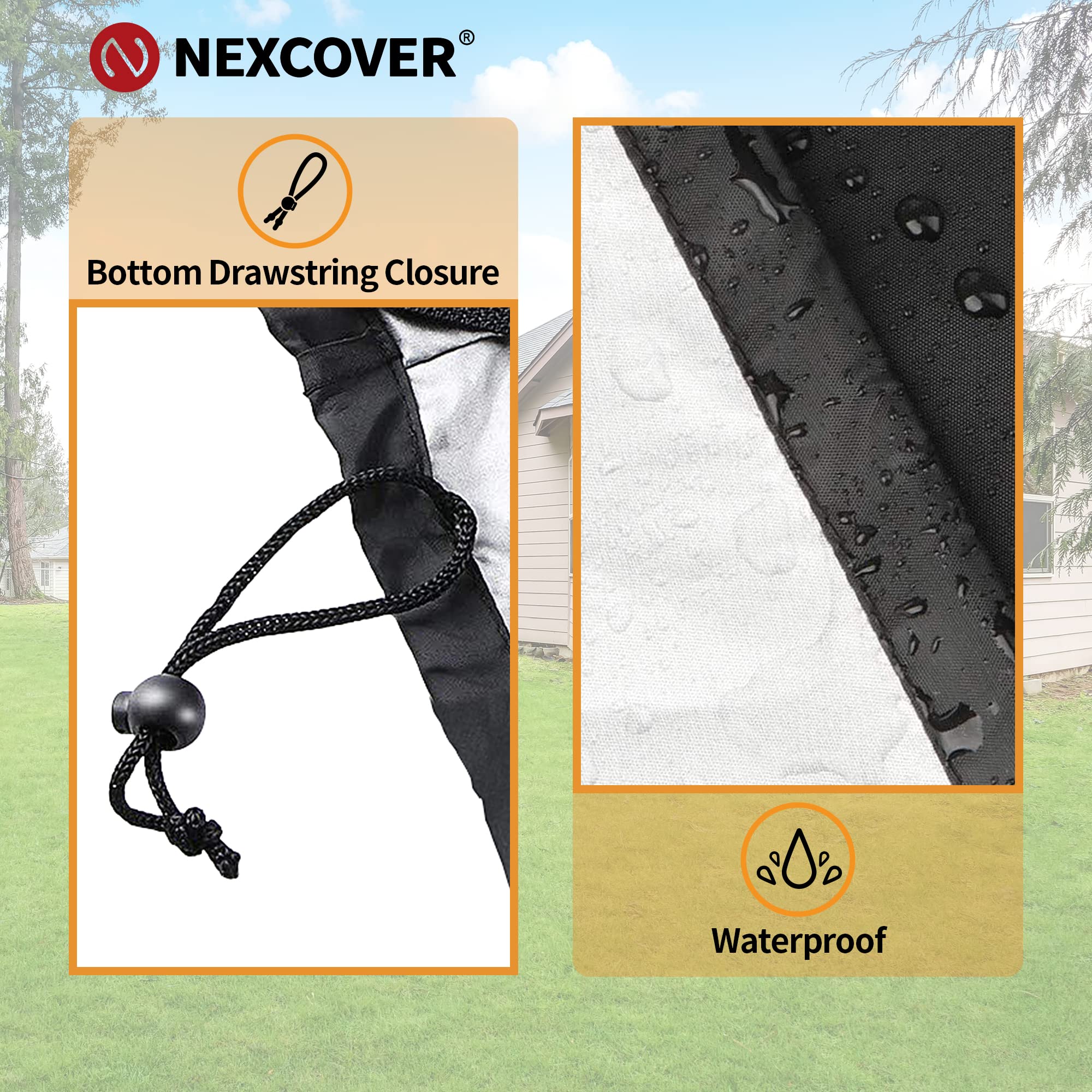 NEXCOVER grill cover with drawstring closure for wind resistance