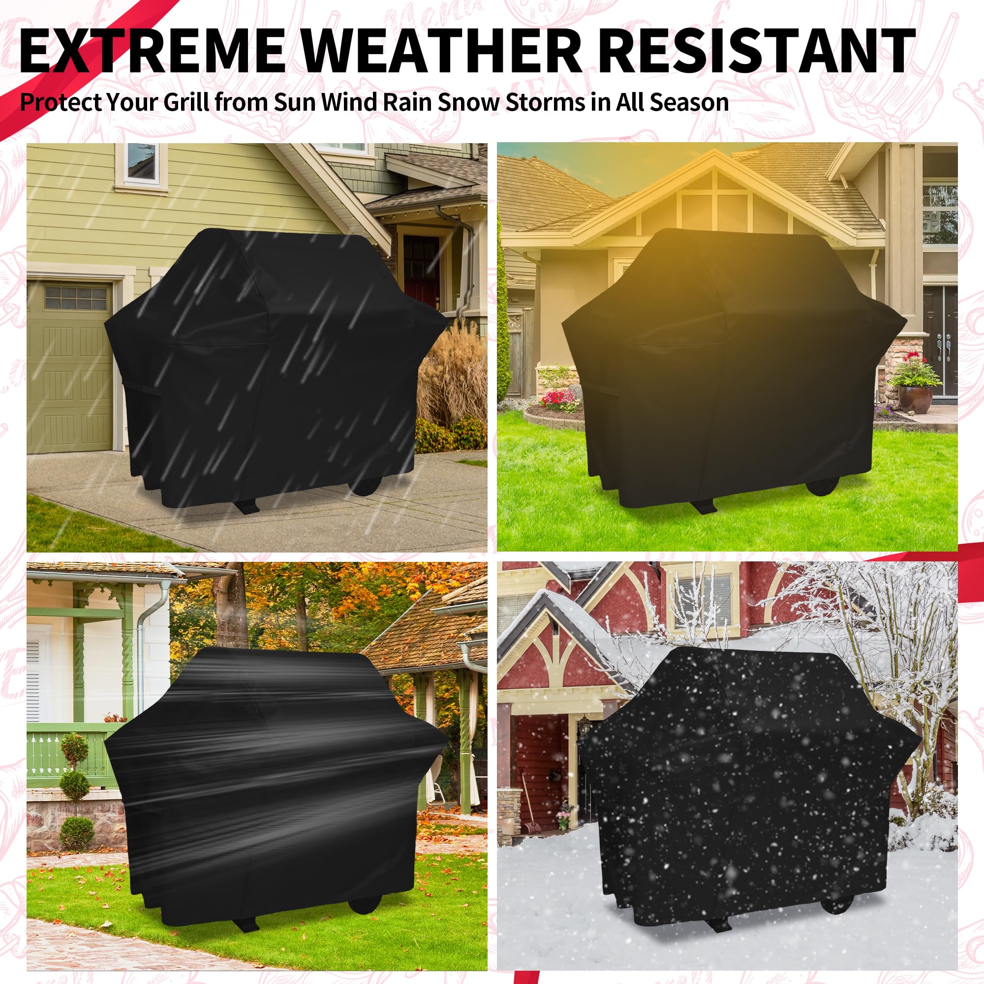 NEXCOVER Grill Cover with padded handles displayed