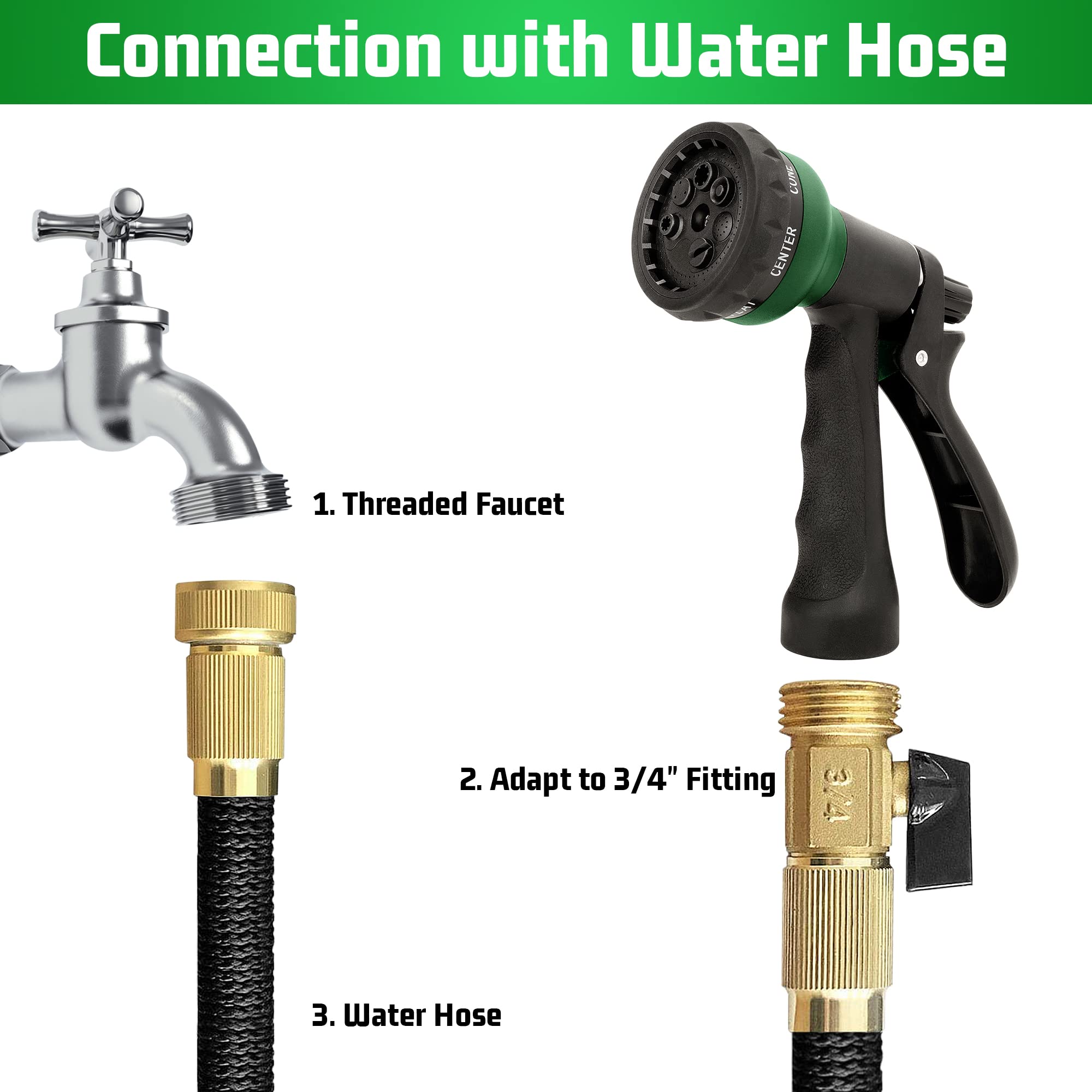 NEXCOVER Hose Nozzle with water spray demonstration