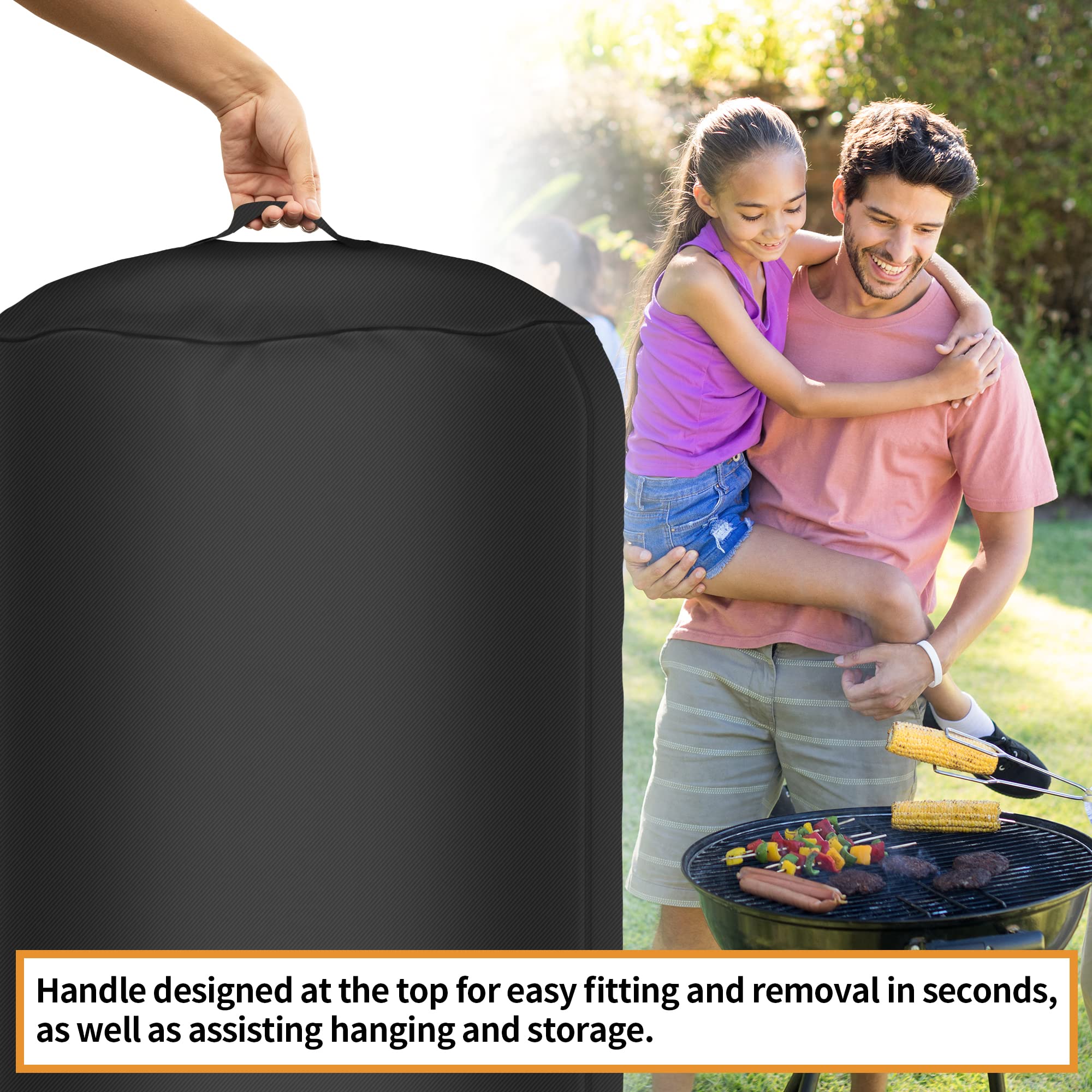 NEXCOVER Kettle Grill Cover secured with velcro strap