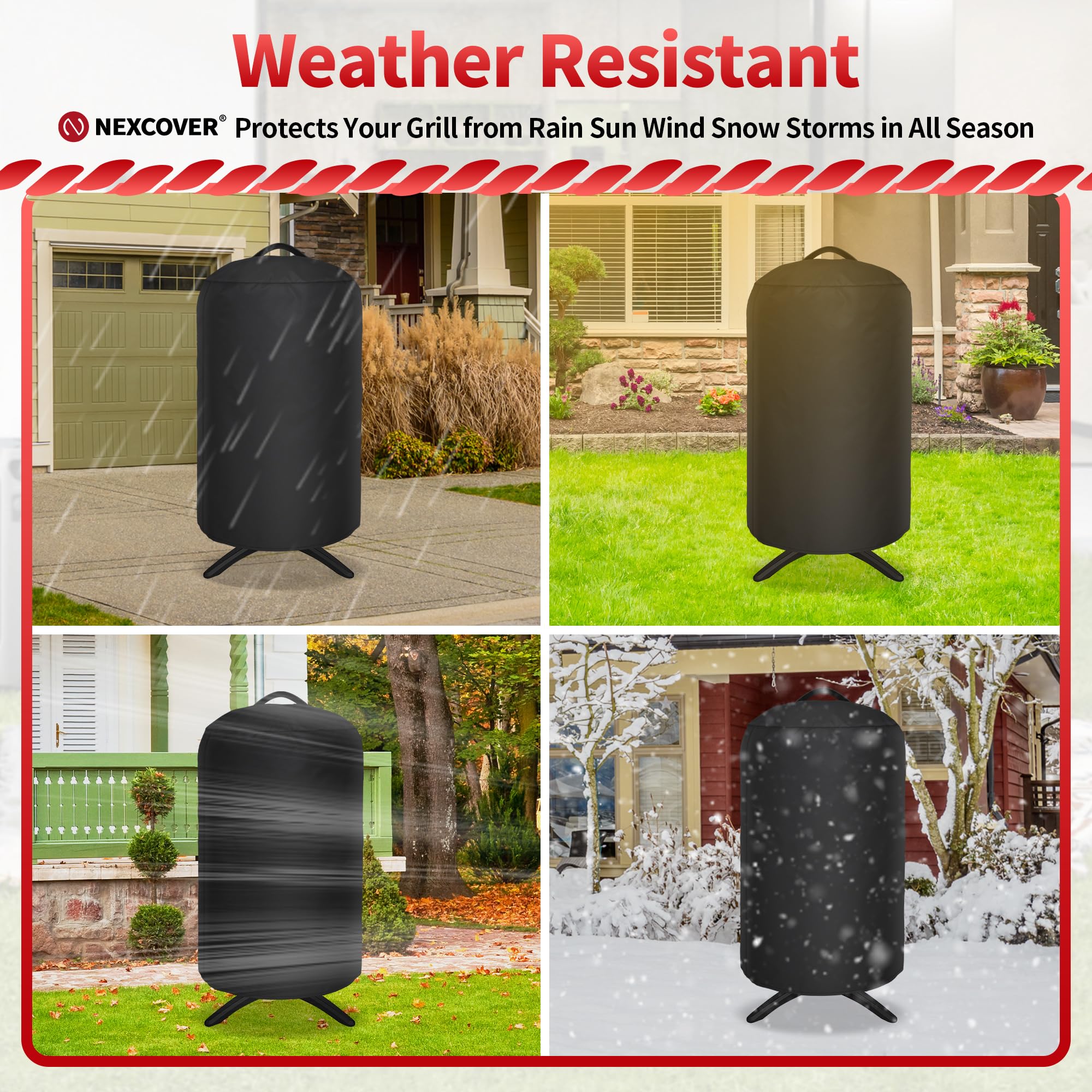 NEXCOVER Round Grill Cover folded for storage
