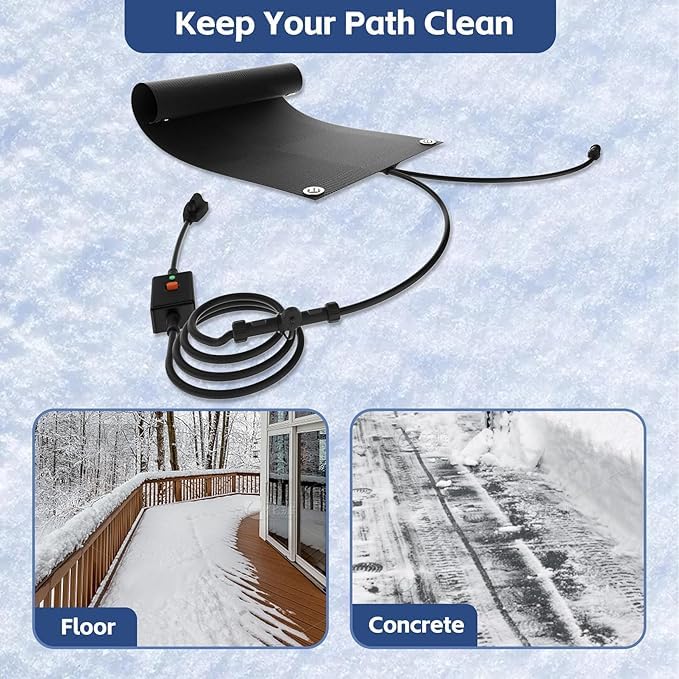 NexiPro Snow Melting Mats in snow-covered outdoor setting