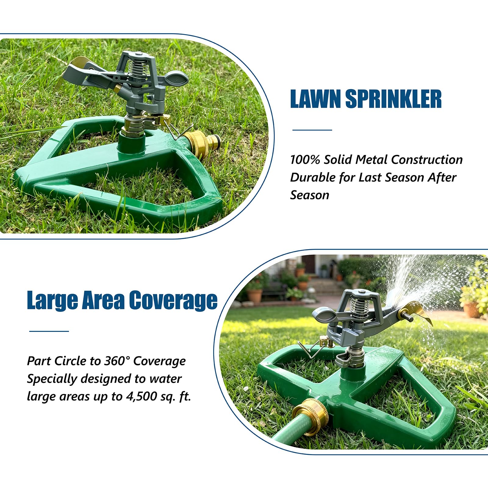 NexLogi sprinkler connected to a garden hose