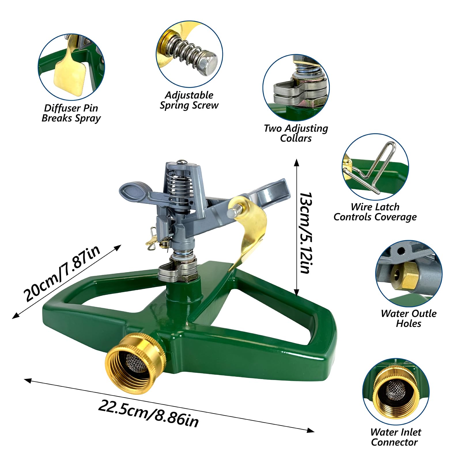 NexLogi sprinkler metal base and brass nozzle close-up