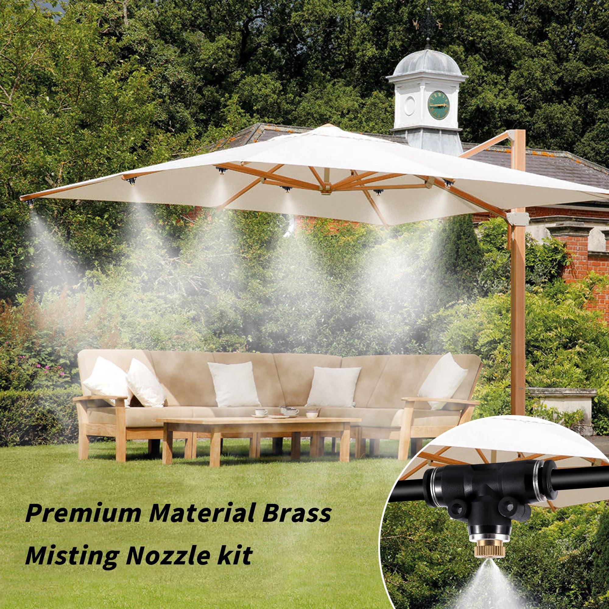NFAMRZCAR Misting Nozzles attached to RV awning