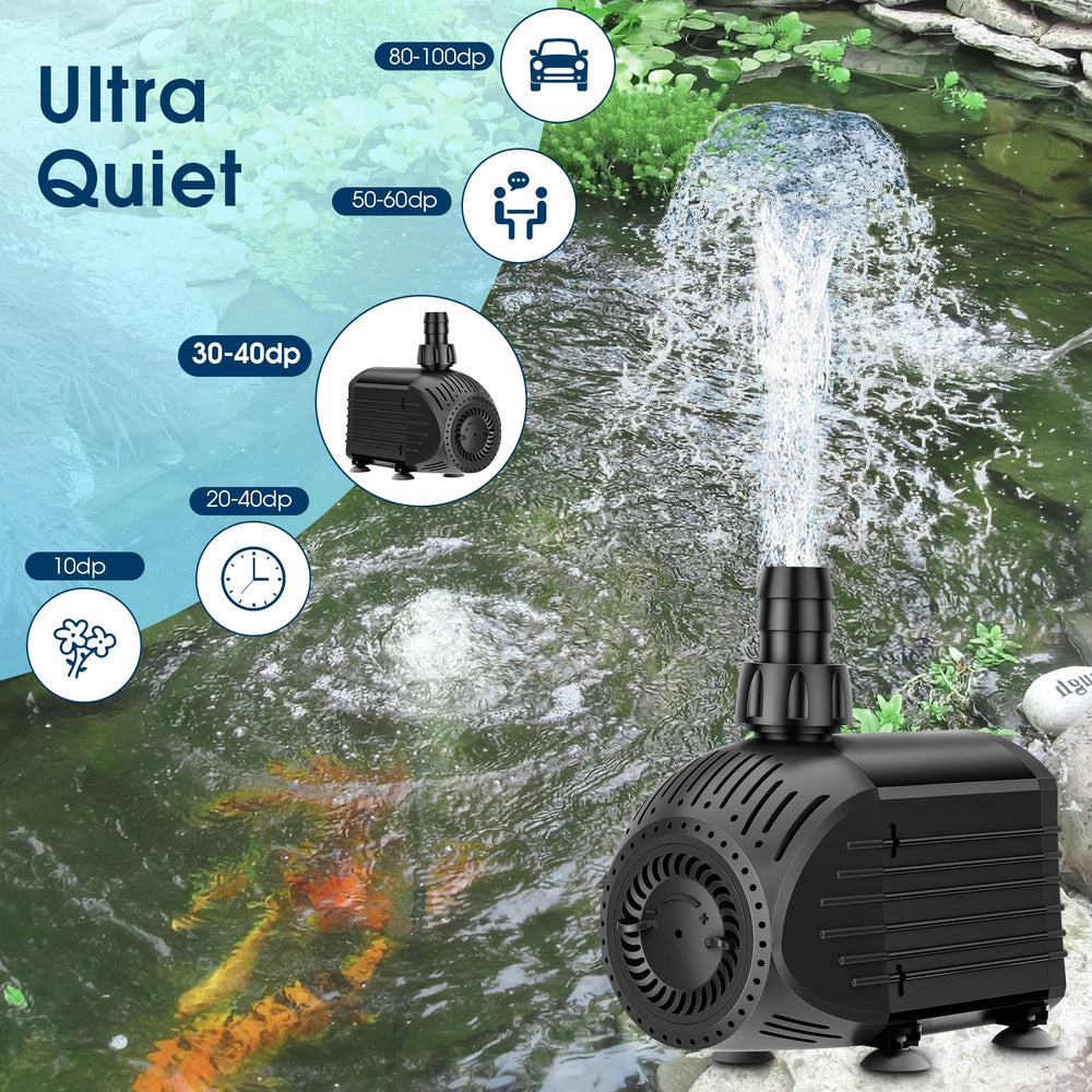 NFESOLAR Ultra Quiet Submersible Pump in a water garden setting