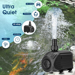 NFESOLAR Ultra Quiet Submersible Pump in a water garden setting