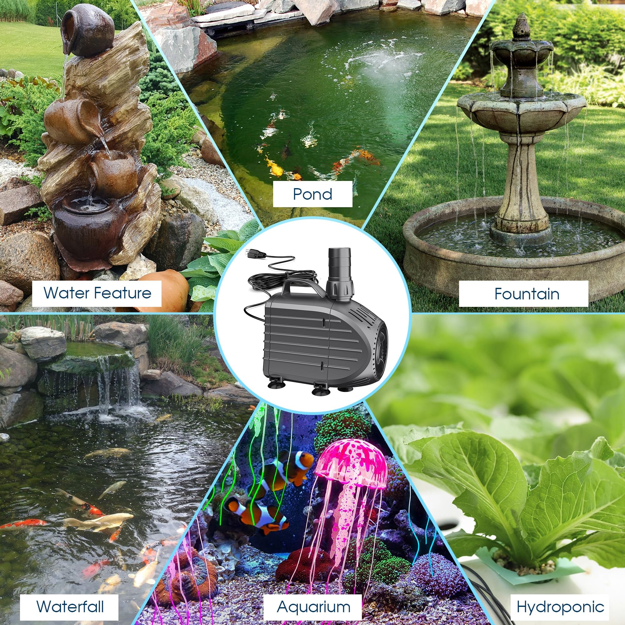 NFESOLAR Ultra Quiet Submersible Water Pump in a fish pond