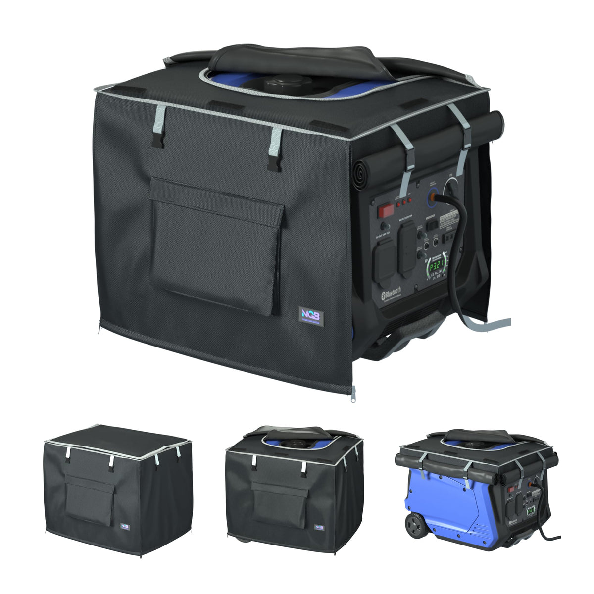 NGB Generator Running Cover front view showing black waterproof fabric
