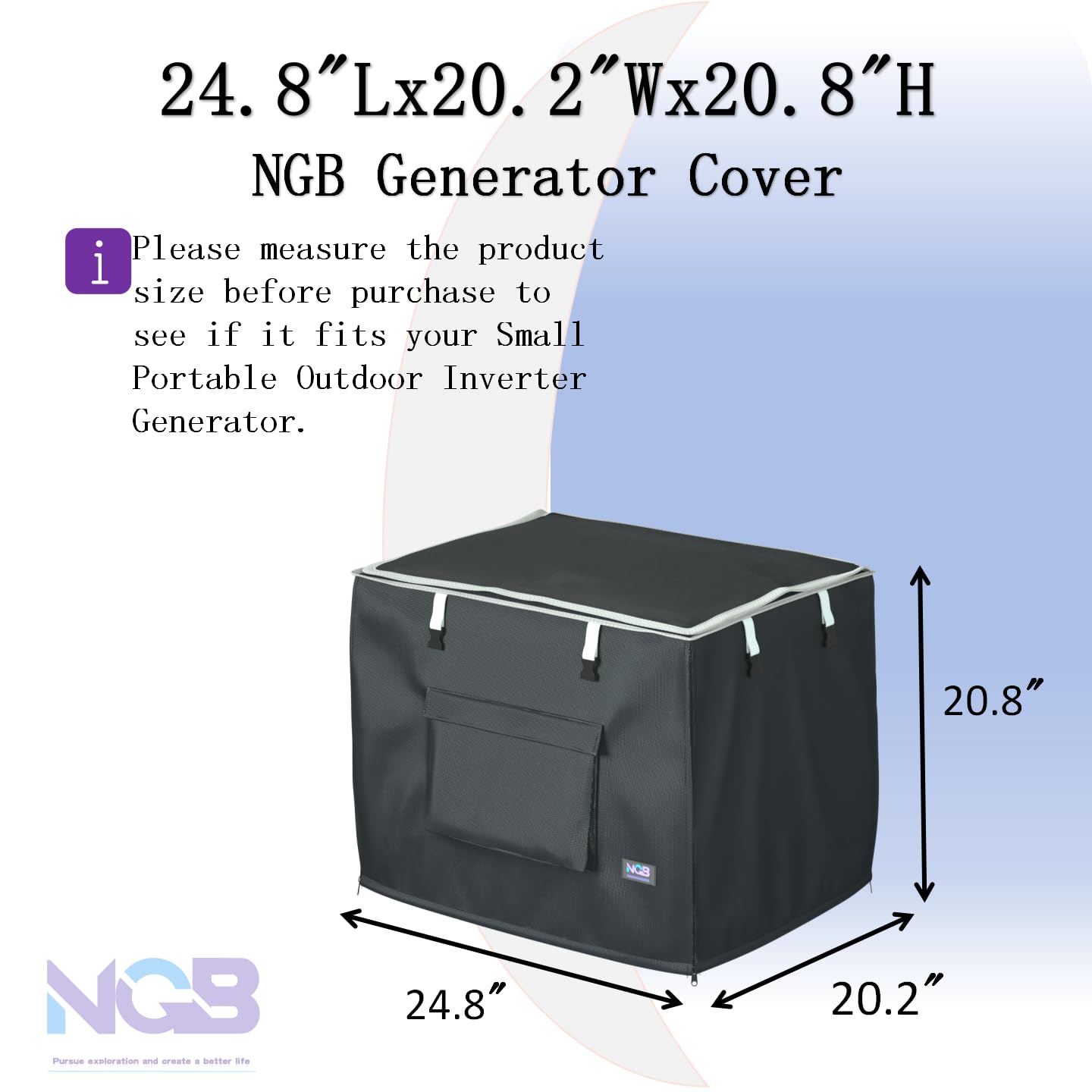 NGB Generator Running Cover side view with rolled-up access