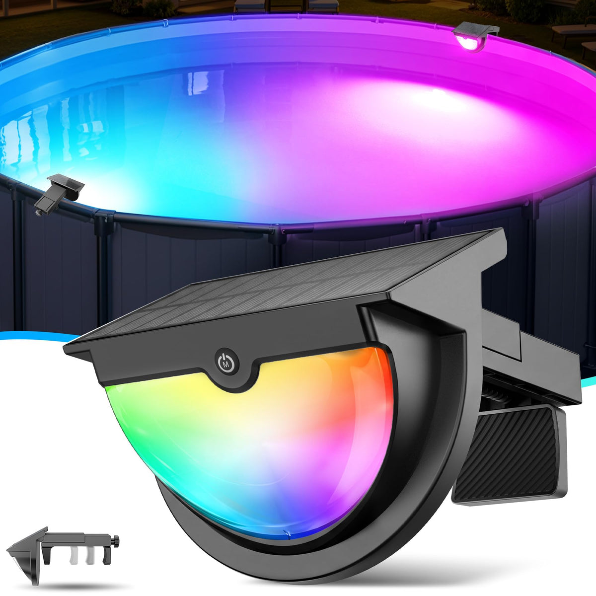 Niceput Solar Pool Light black model front view