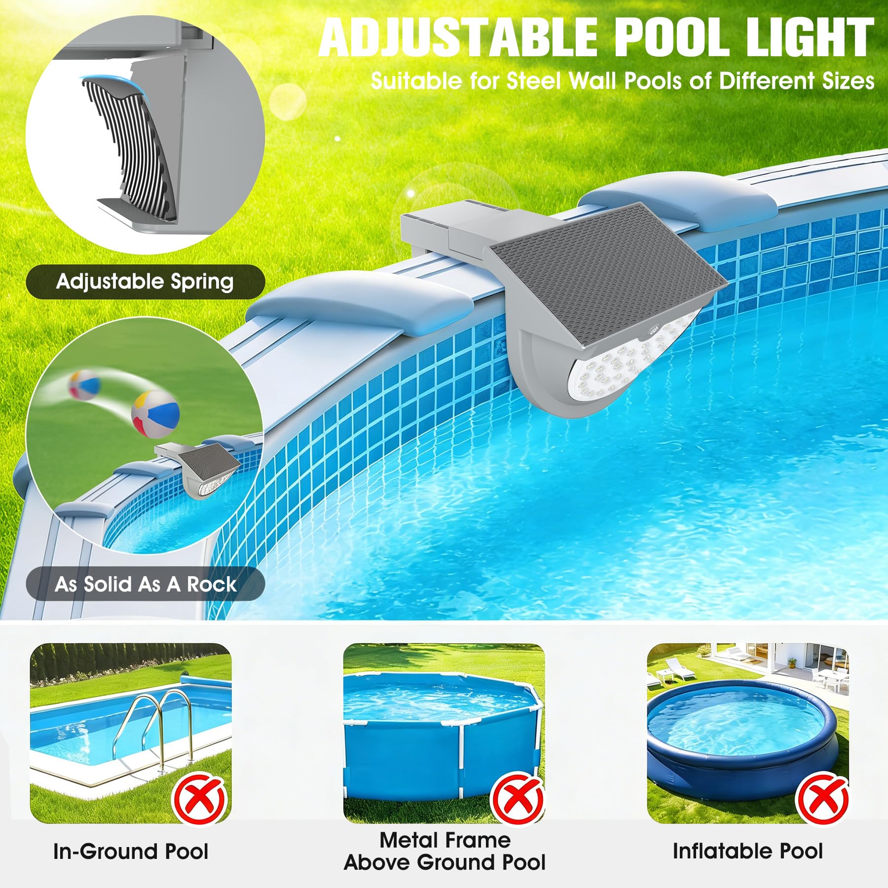 Niceput Solar Pool Light in a garden setting