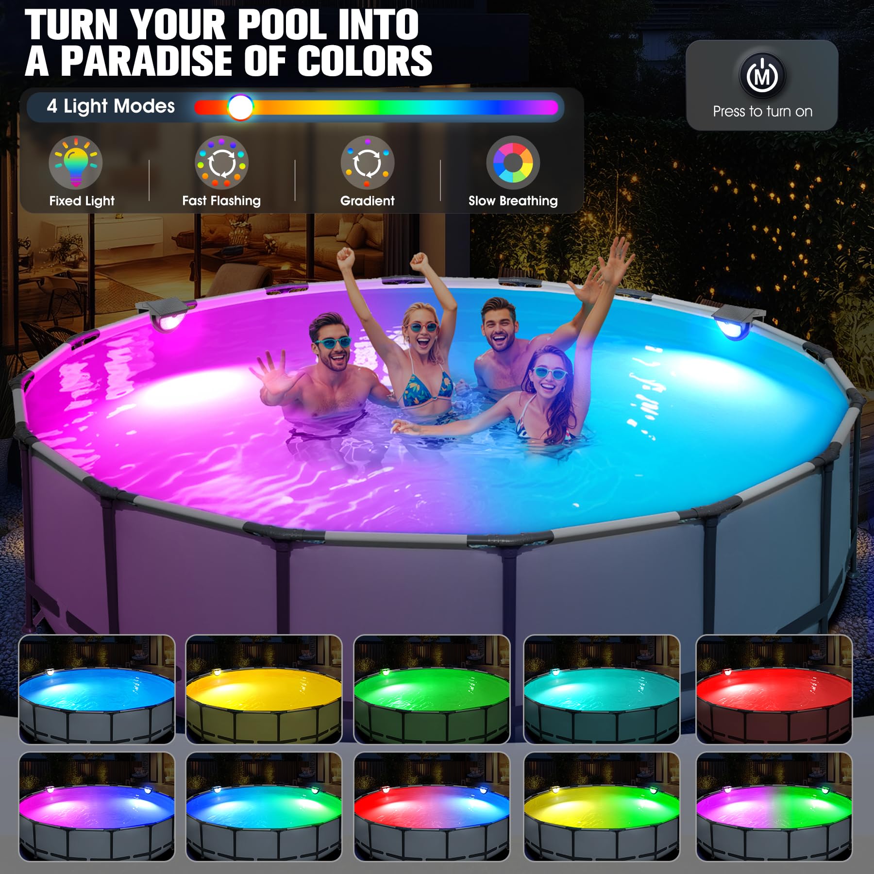 Niceput Solar Pool Lights - installation on frame pool