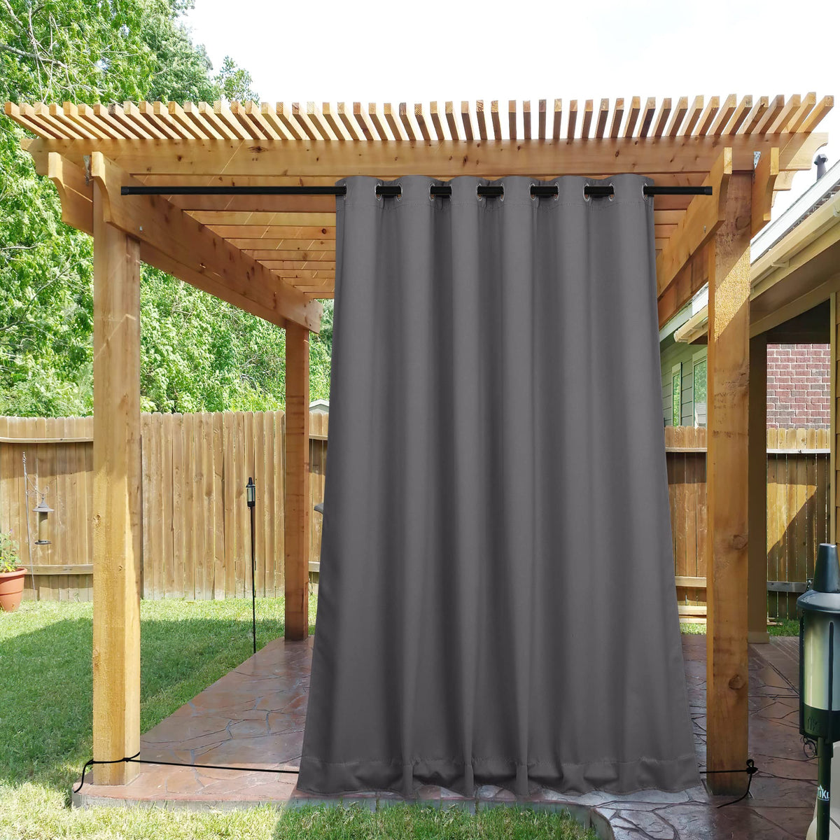 NICETOWN grey outdoor curtain panel front view