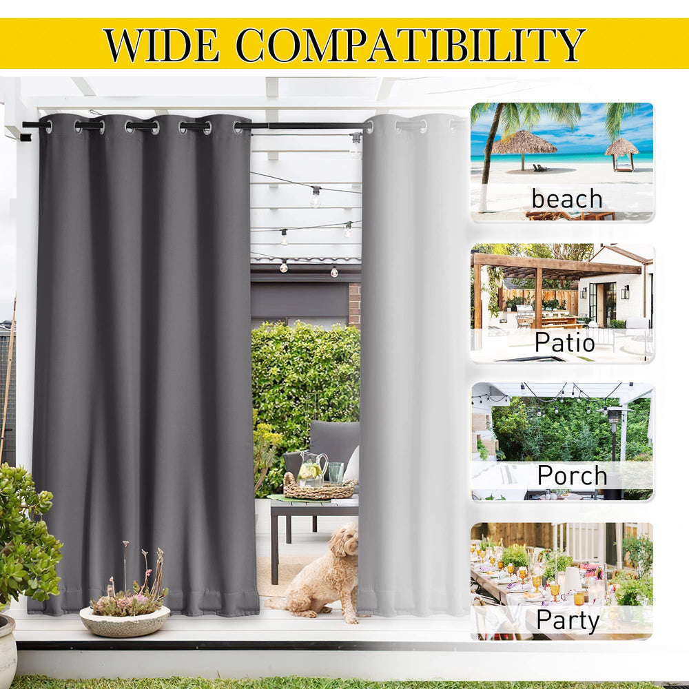 NICETOWN Grey Outdoor Curtain showcasing UV protection