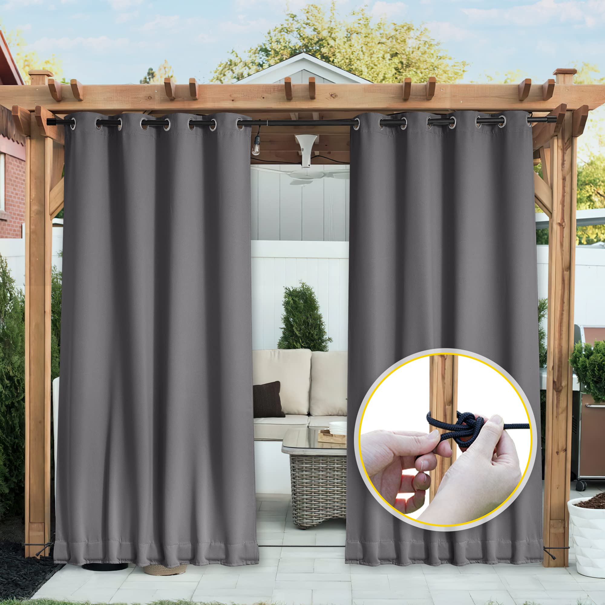 NICETOWN Grey Outdoor Curtains packaging details