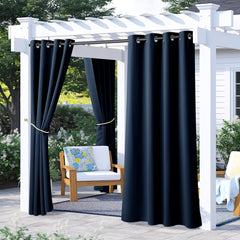 NICETOWN navy blue outdoor curtain panel front view