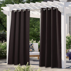 NICETOWN Outdoor Curtain 95" Long in toffee brown front view