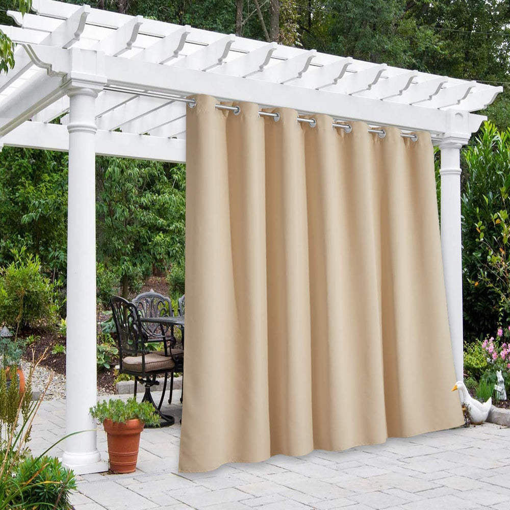 NICETOWN Outdoor Curtain front view in Biscotti Beige