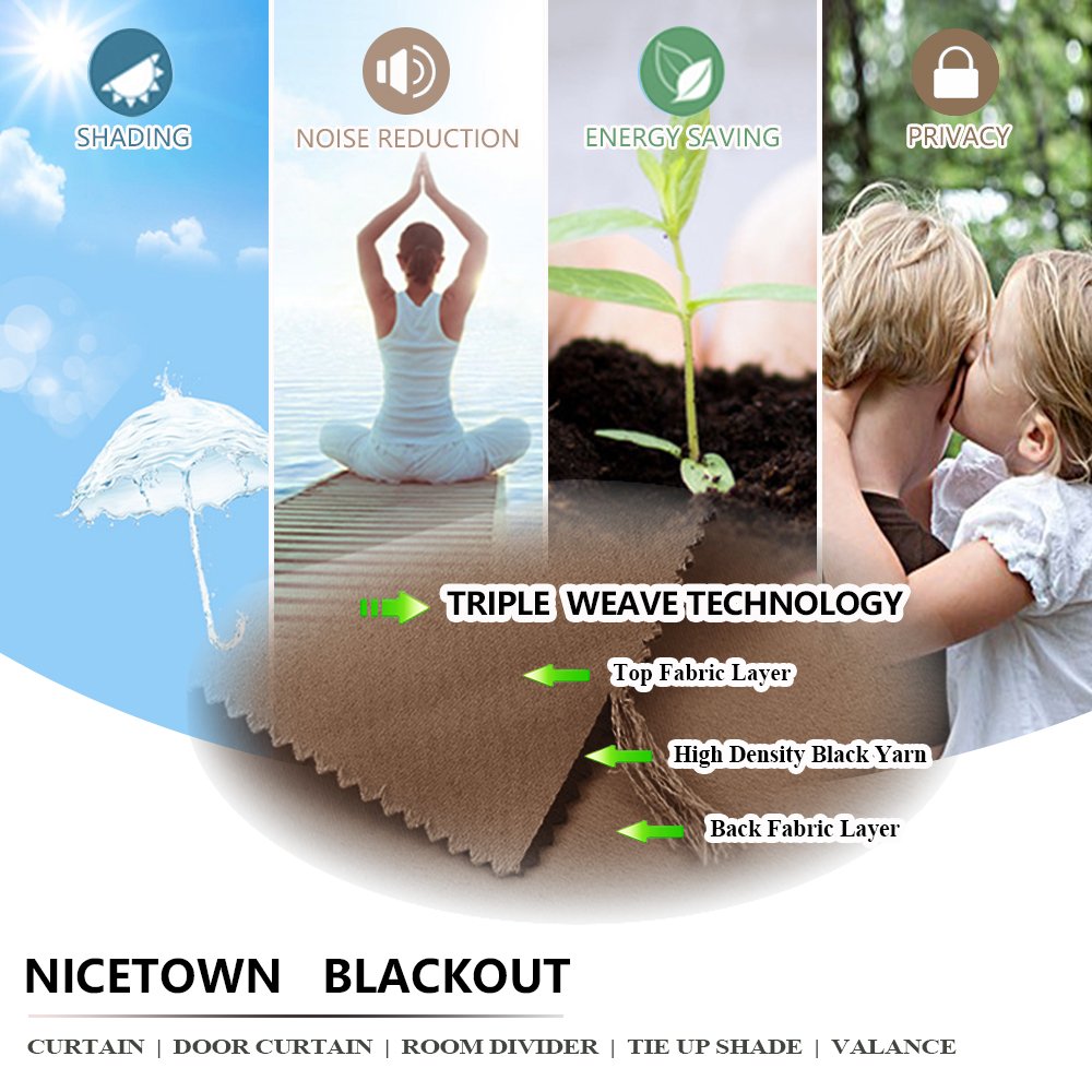 NICETOWN Outdoor Curtain tan showing thermal insulation layer