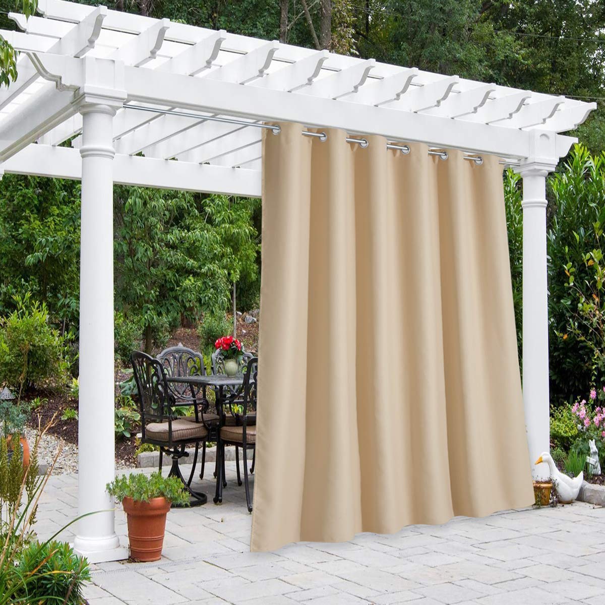 NICETOWN Outdoor Curtain Waterproof 84"W x 84"L Biscotti Beige front view