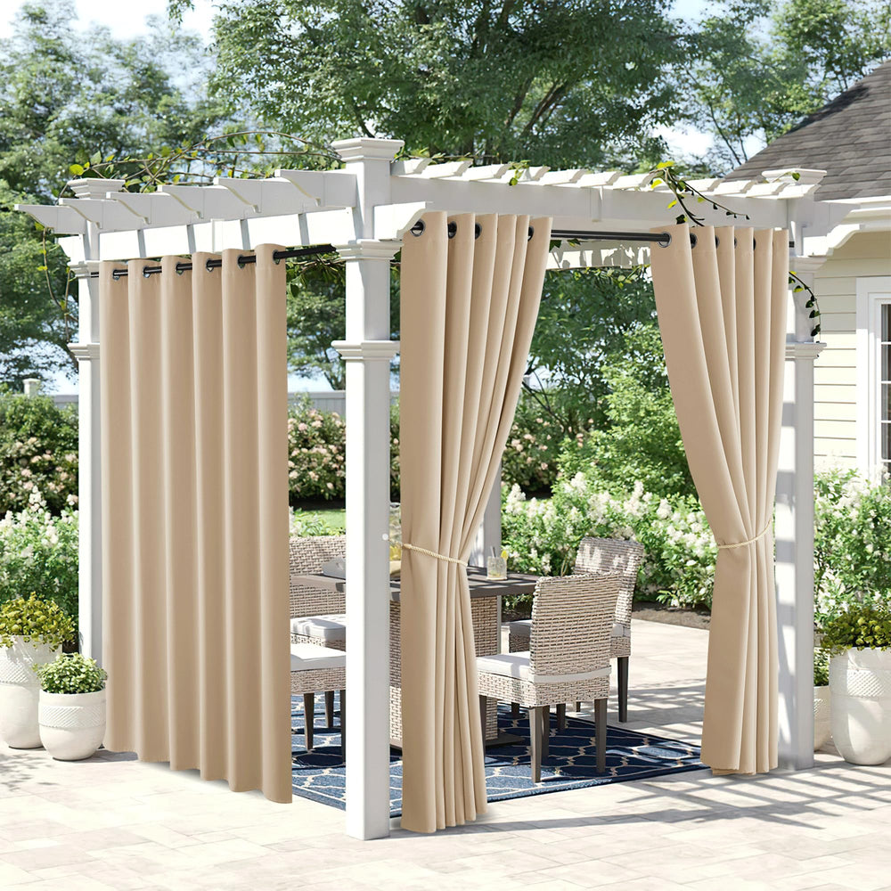 NICETOWN Outdoor Curtains 84"W x 95"L Biscotti Beige front view