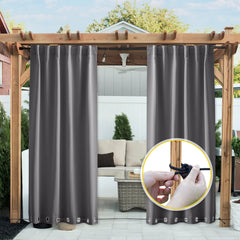 NICETOWN outdoor curtains grey panel front view 52"W x 84"L
