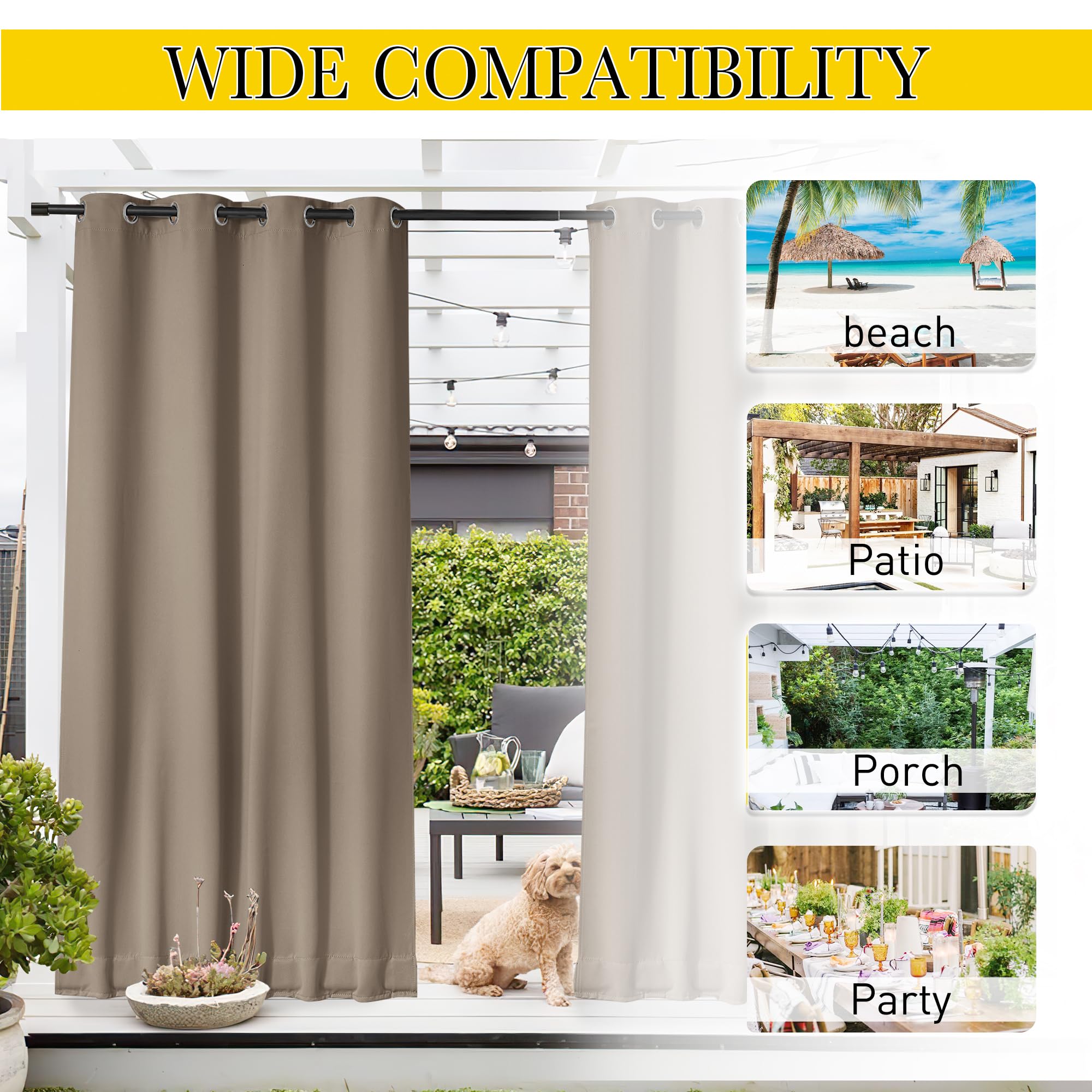 NICETOWN Outdoor Curtains highlighting waterproof fabric