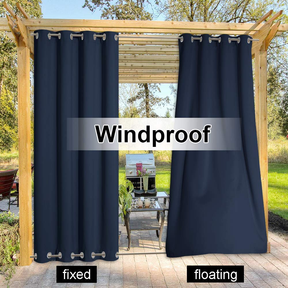 NICETOWN outdoor curtains in wind protection setup