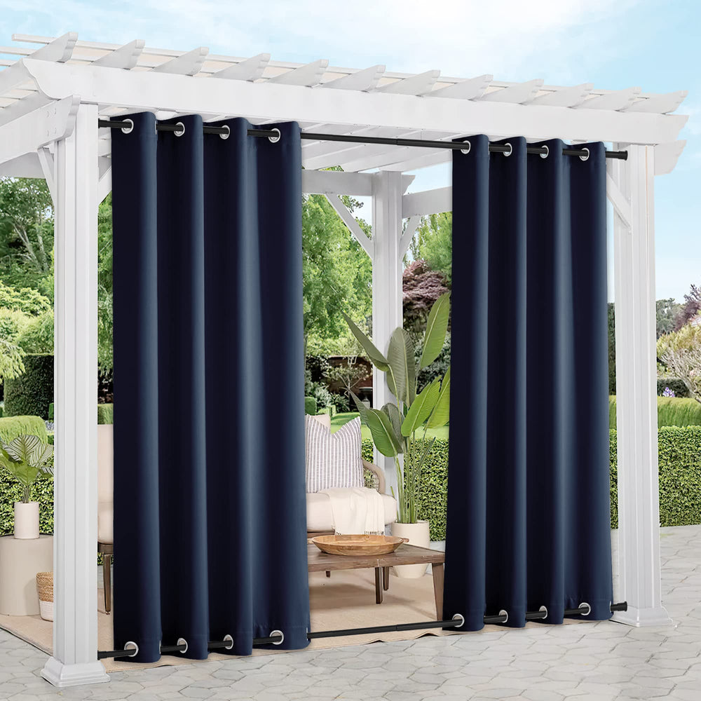 NICETOWN outdoor curtains navy blue back view