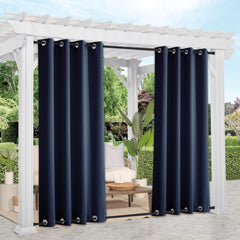 NICETOWN outdoor curtains navy blue back view