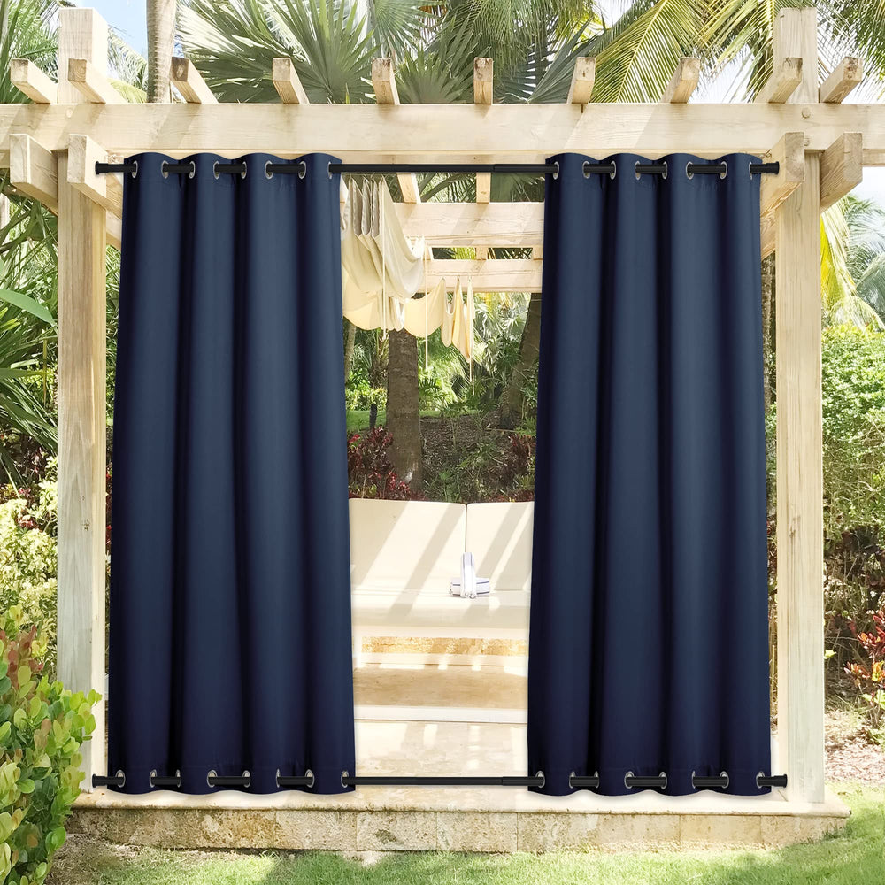 NICETOWN outdoor curtains navy blue front view