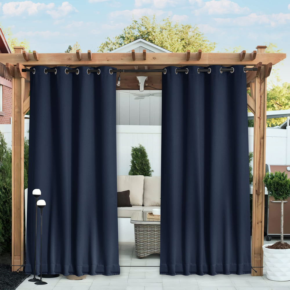 NICETOWN Outdoor Curtains navy blue front view