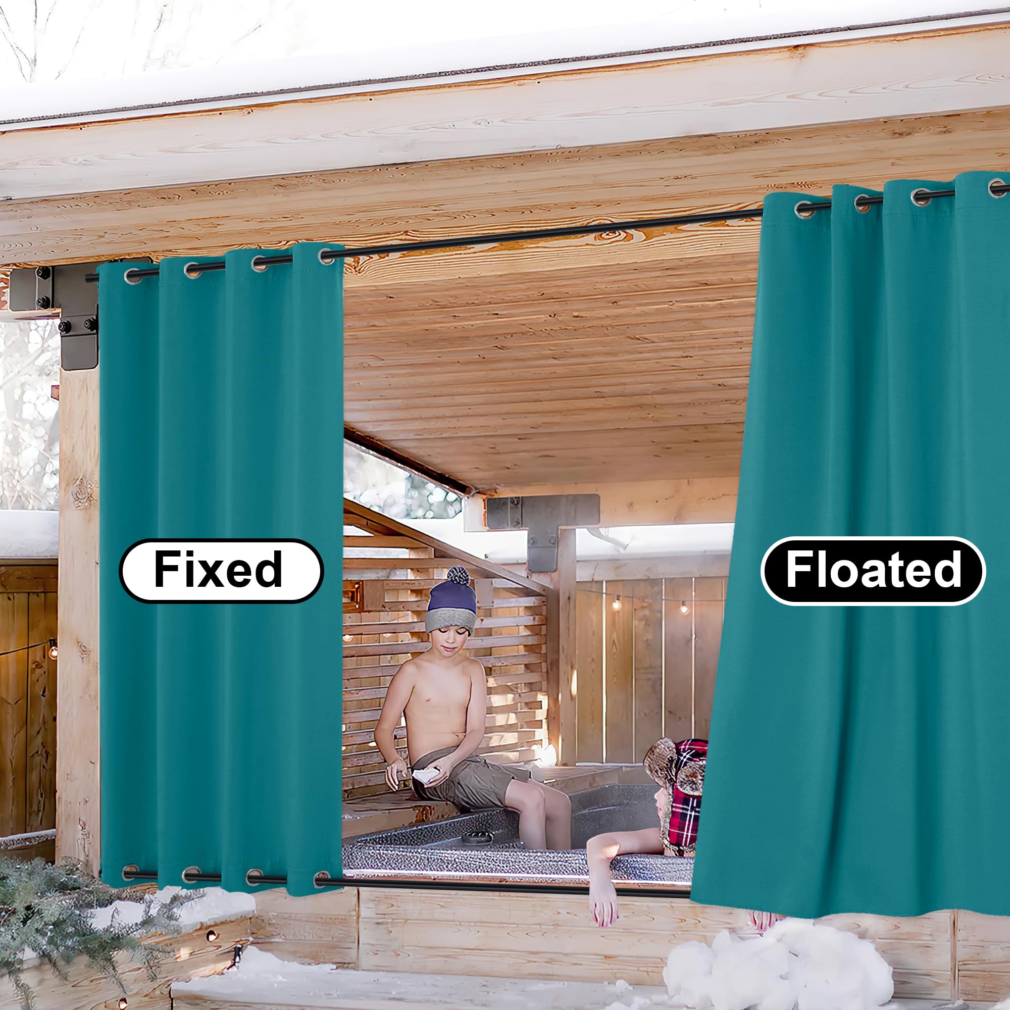 NICETOWN Outdoor Curtains on a patio during sunny weather
