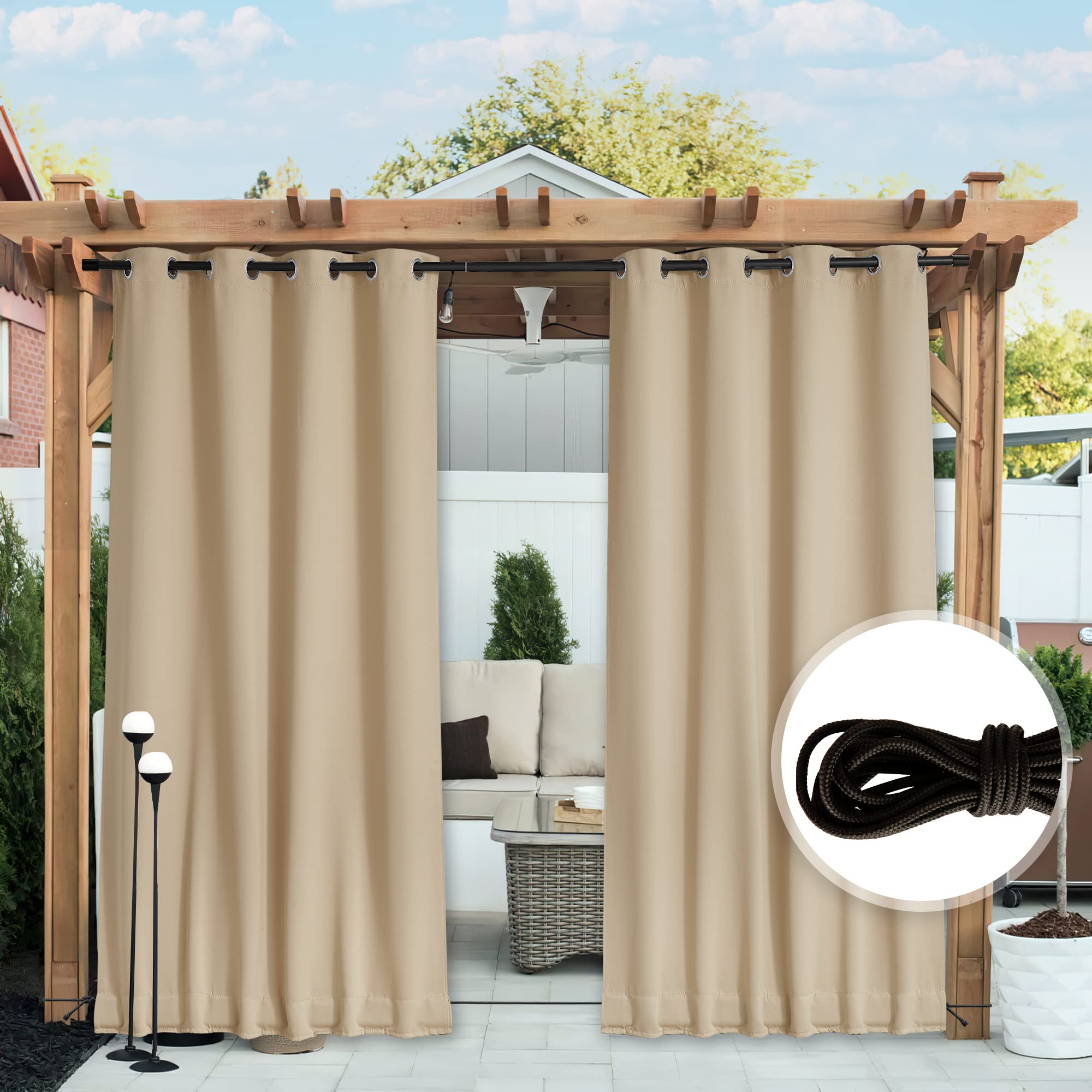 NICETOWN Outdoor Curtains packaged